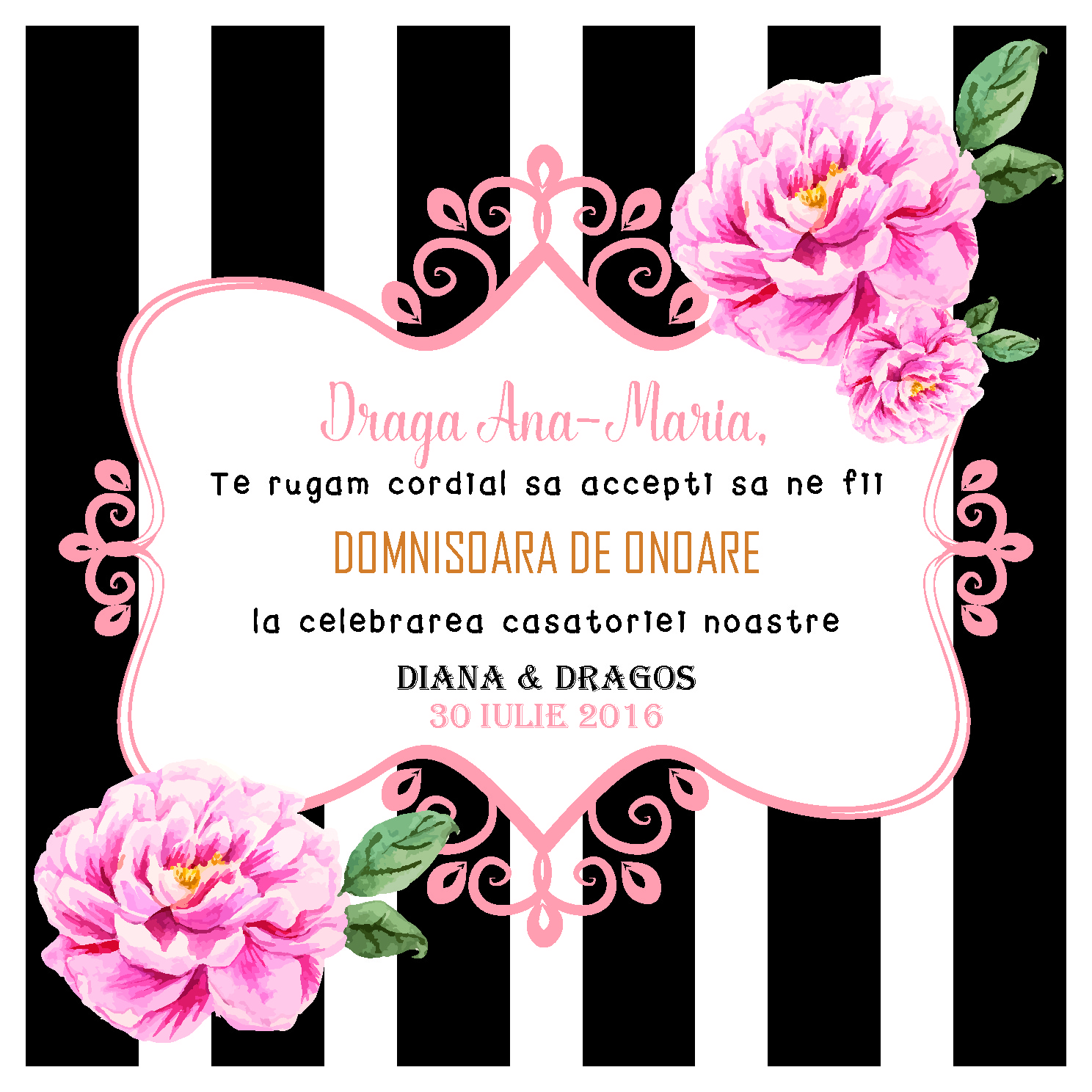 Invitatie Domnisoara De Onoare Vanilla Greets